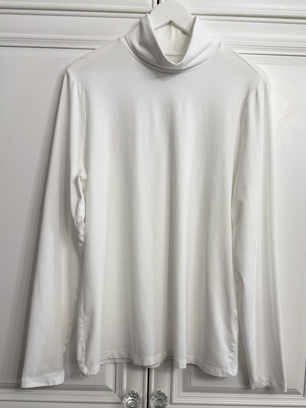 Lands' End Women's White Long-Sleeve Lightweight Turtleneck Layering Size XL Top